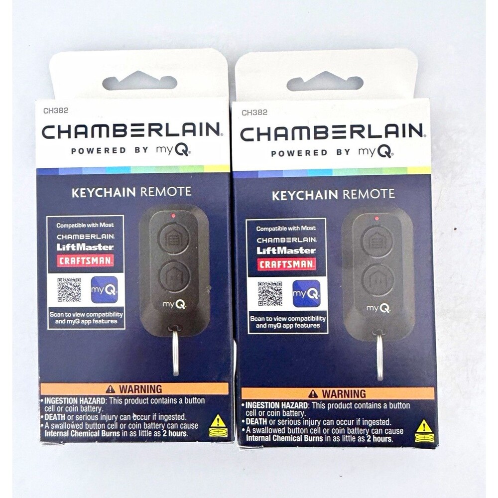 Chamberlain myQ CH382 2-Button Keychain Remote Black 2-Pack for LiftMaster